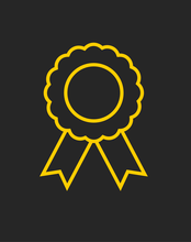 Gold award ribbon with black background